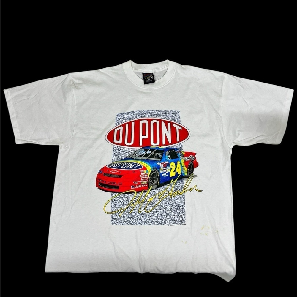 VINTAGE NASCAR JEFF GORDON SHIRT XL MENS ALL OVER PRINT RACING CHEVY LOGO AOP